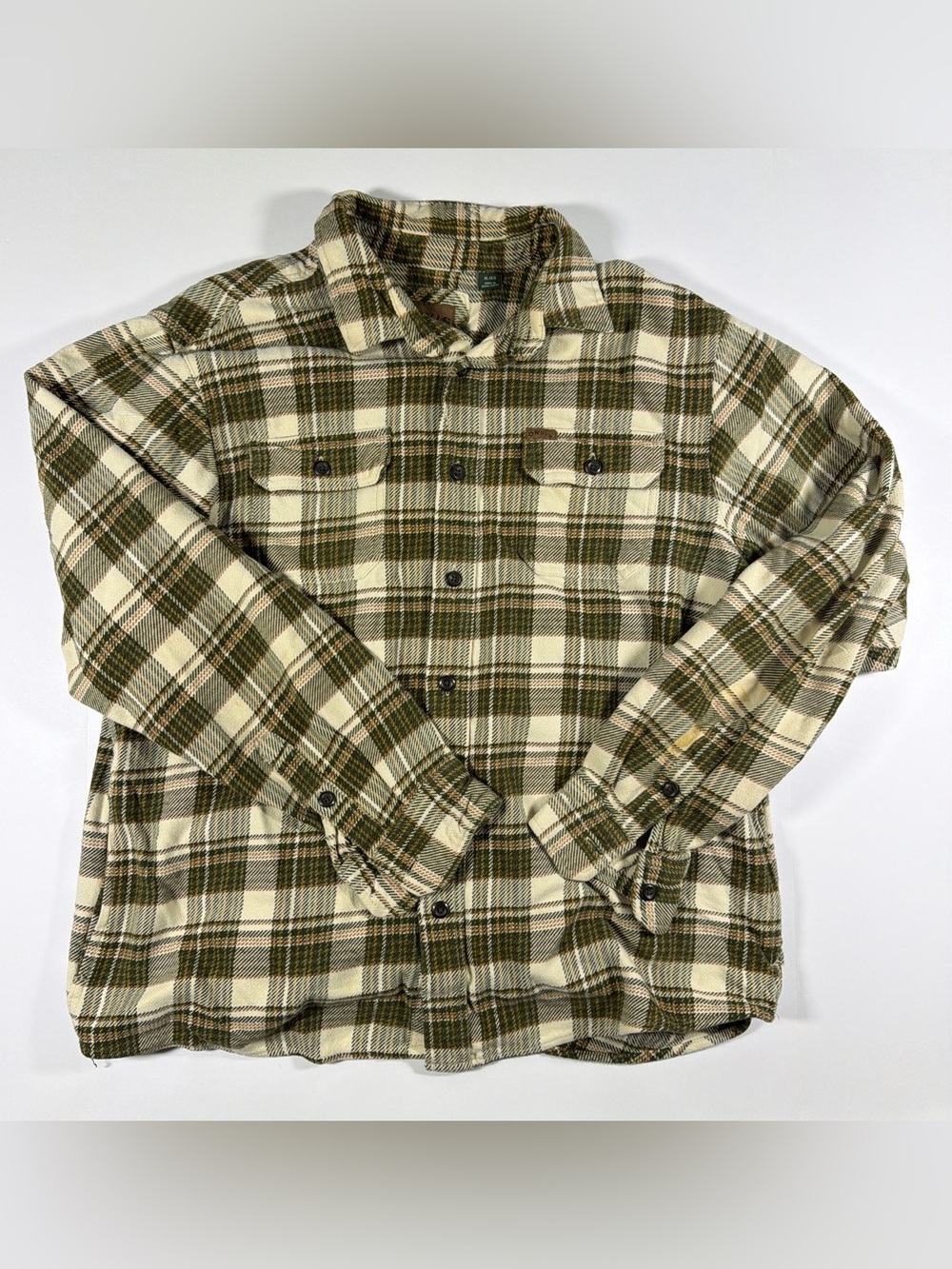 Orvis Men’s XL Heavyweight Green Plaid Flannel Shirt Jacket